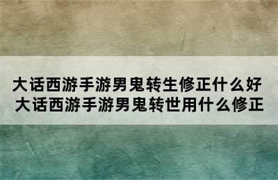 大话西游手游男鬼转生修正什么好 大话西游手游男鬼转世用什么修正